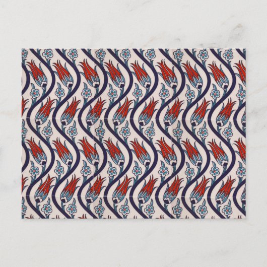 Ottomans Tulip Pattern / Tile Art Postkarte (Vorderseite)