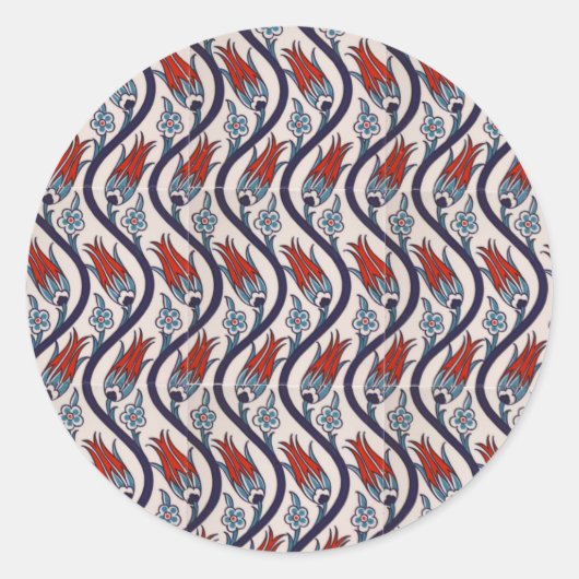 Ottomans Tulip Pattern / Tile Art Runder Aufkleber (Vorderseite)