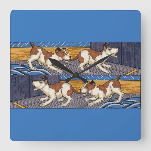 OUCH! Hundehund Quadratische Wanduhr (Vorderseite)