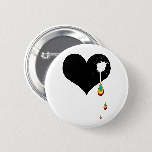 Ouch. Regenbogenherz. Button (Vorne & Hinten)