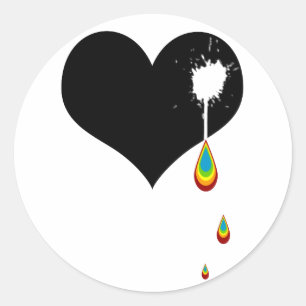 Ouch. Regenbogenherz. Runder Aufkleber