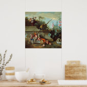 Oudry Monkey Blumenbemalung Poster (Küche)