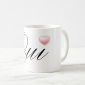 Oui Französisch für Ja mit rosa Herz Kaffeetasse (VorderseiteRechts)
