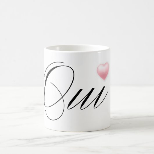 Oui Französisch für Ja mit rosa Herz Kaffeetasse (Mittel)