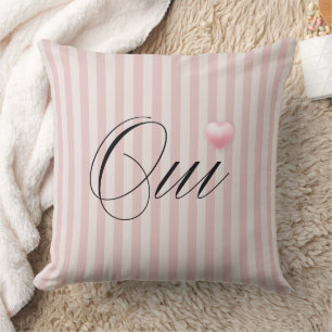 Oui Ja mit rosa Herz creme rosa Streifen Kissen