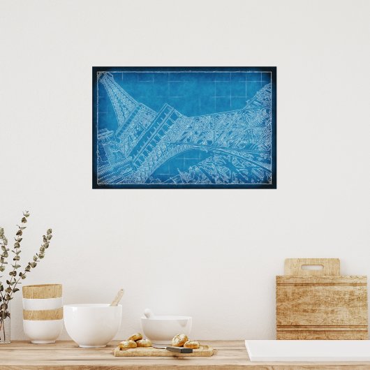 Oui! Las Vegas! Eiffel Tower Blueprint Poster (Küche)