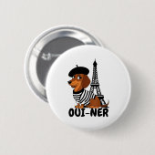 Oui-ner Dog Funny Dachshund Wiener Sausage Ween Do Button (Vorne & Hinten)