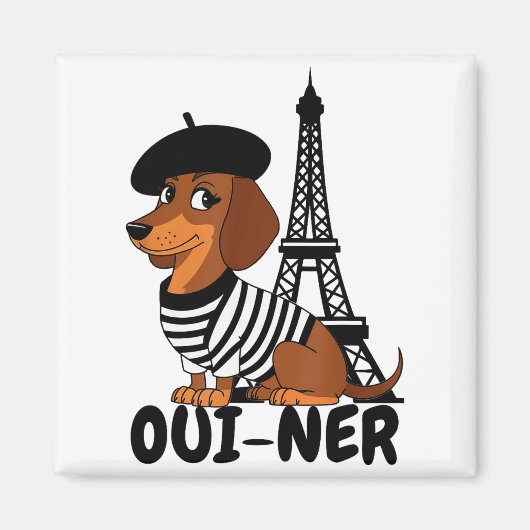 Oui-ner Dog Funny Dachshund Wiener Sausage Ween Do Magnet (Vorne)