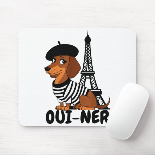 Oui-ner Dog Funny Dachshund Wiener Sausage Ween Do Mousepad (Mit Mouse)
