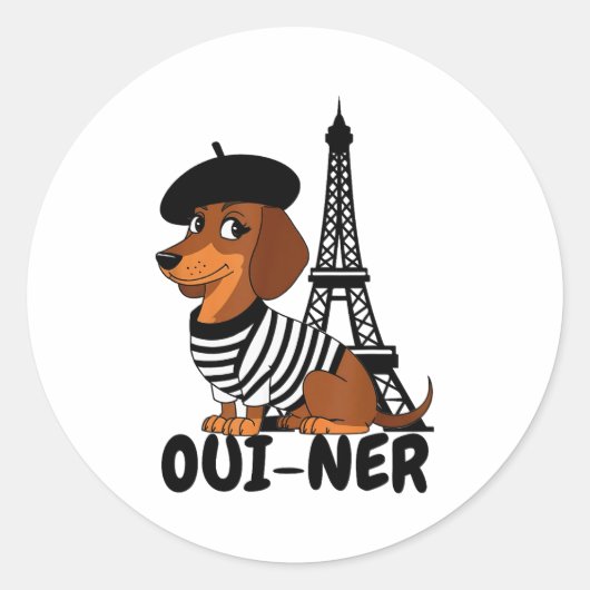 Oui-ner Dog Funny Dachshund Wiener Sausage Ween Do Runder Aufkleber (Vorderseite)