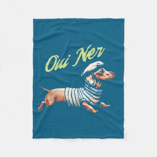 Oui Ner Funny Dachshund Wiener Dog French Humor  Fleecedecke (Vorderseite)