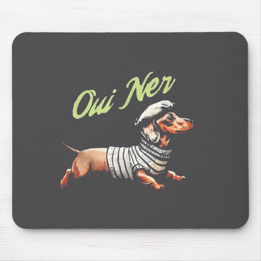Oui Ner Funny Dachshund Wiener Dog French Humor  Mousepad (Vorne)