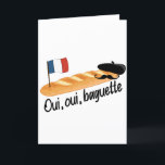 Oui Oui Baguette - Funny French Food Feiertagskarte<br><div class="desc">Viel Spaß mit diesem niedlichen Oui Oui Baguette - Funny French Food Design,  oder geben Sie es als das perfekte Geschenk für Ihre Frankophilen Freunde und Familie für ihre nächste Reise nach Paris. Passen Sie sich mit Ihrem eigenen Text oder einer einzigartigen Nachricht an,  um eine persönliche Touch hinzuzufügen.</div>
