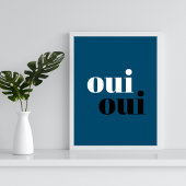 oui oui Modern Blue Einfache Typografie Badezimmer Poster