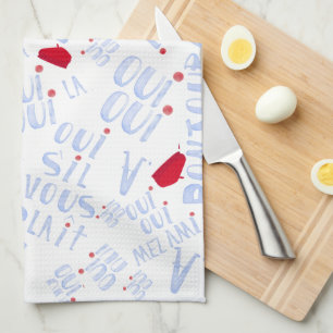Oui Red Beret Bonjour Niedliche FranzösischHallo Geschirrtuch