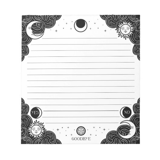 Ouija Lined Notepad Witchy Office Supply Notizblock (Vorderseite)