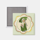 Ould Ireland Irish Umbrella Girl Magnet (Vorderseite/Rückseite)