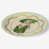 Ould Ireland Irish Umbrella Girl Pappteller (Schrägansicht)