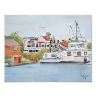 Oulton Broad Küstenhafen Boote und Wasserfront Fotodruck