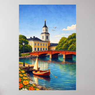 Oulu Finnland Reiseplakat im Vintage-Stil Poster