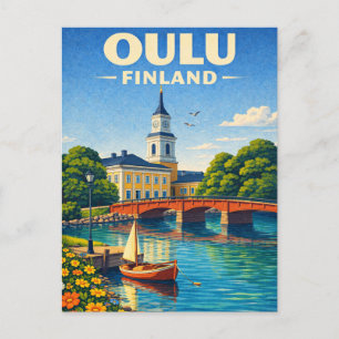 Oulu Finnland Vintage Reise Skandinavisch Postkarte