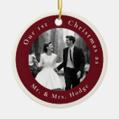 Our 1st Christmas as Mr and Mrs Retro Photo Keramik Ornament (Vorne)
