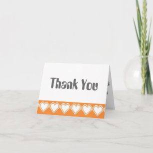 Our 8-Bit Hearts in Orange Thank You Card Dankeskarte