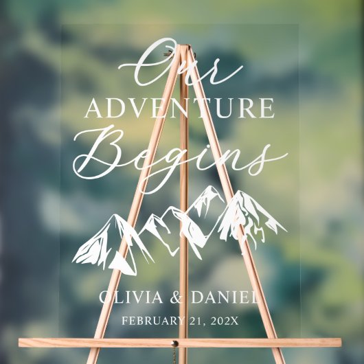Our Adventure Begins Custom Wedding Acrylschild (Neutral)