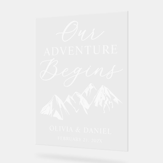 Our Adventure Begins Custom Wedding Acrylschild (Winkel)