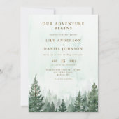 Our Adventure Rustic Pine Forest Photo Wedding Einladung (Vorderseite)