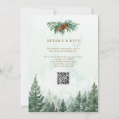 Our Adventure Rustic Pine Forest QR Code Wedding Einladung (Rückseite)
