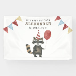 Our Baby Raccoon 1st Birthday  Banner