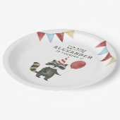 Our Baby Raccoon 1st Birthday Pappteller (Schrägansicht)