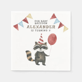 Our Baby Raccoon 1st Birthday  Serviette