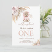 Our Beary Sweet Pampass First 1st Birthday Einladung (Stehend Vorderseite)