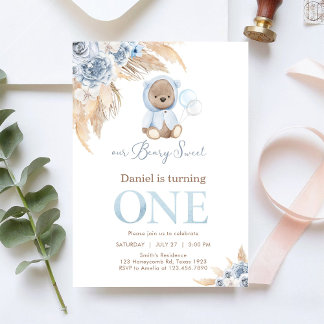 Our Beary Sweet Pampass First 1st Birthday  Einladung