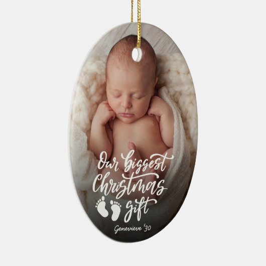 Our Biggest Christmas Gift | Baby Photo Keramik Ornament (Rechts)