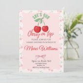 Our Cherry on Top Baby Shower Invitation Einladung (Stehend Vorderseite)