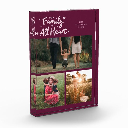 Our Family Is All Heart Cranberry Fotoblock (Links)