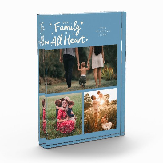 Our Family Is All Heart Denim Blue Fotoblock (Links)