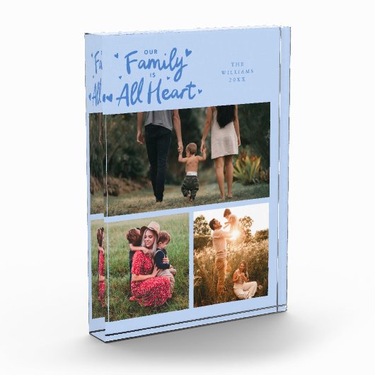 Our Family Is All Heart Icy Blue Fotoblock (Links)