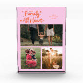Our Family Is All Heart Orange Pink Fotoblock (Vorderseite)
