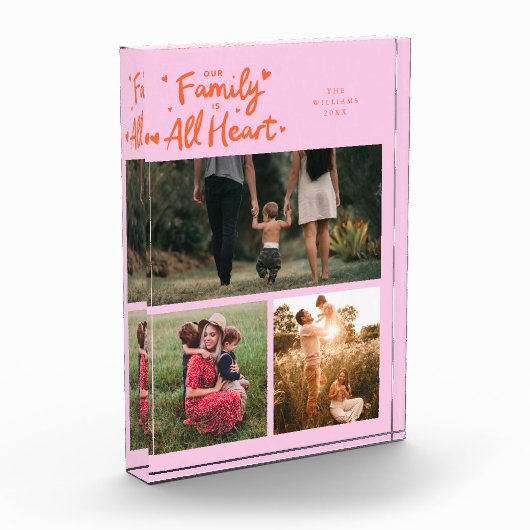 Our Family Is All Heart Orange Pink Fotoblock (Links)