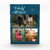 Our Family Is All Heart Teal Fotoblock (Vorderseite)