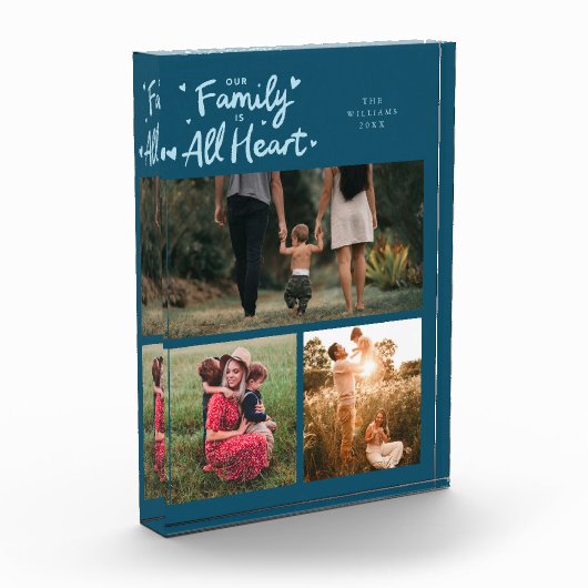 Our Family Is All Heart Teal Fotoblock (Links)