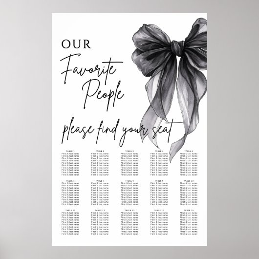 Our Favorite People Bow Wedding Seating Chart Poster (Vorne)