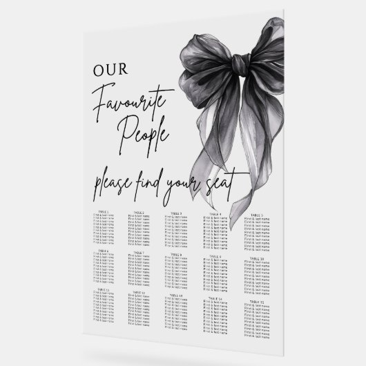 Our Favourite People Bow Wedding Seating Chart Acrylschild (Winkel)