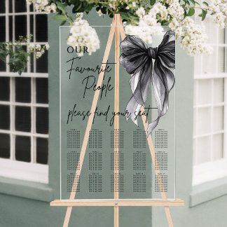 Our Favourite People Bow Wedding Seating Chart Acrylschild