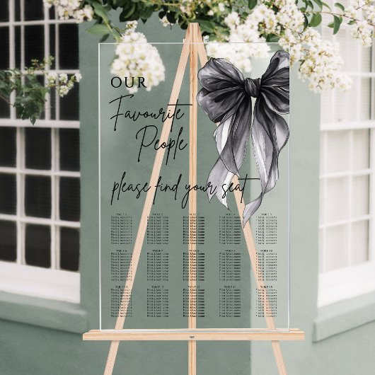 Our Favourite People Bow Wedding Seating Chart Acrylschild
