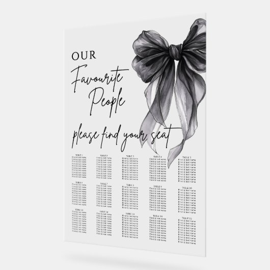 Our Favourite People Bow Wedding Seating Chart Acrylschild (Winkel)